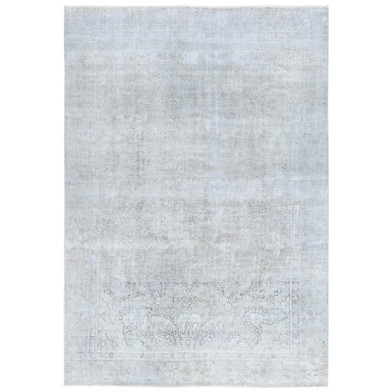 Ivory 7'7" x 10'10" Overdyed & Vintage Worn Hand knotted Wool Rug - Sku: O081713