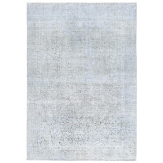 Overdyed & Vintage Worn Wool Hand Knotted Rug Ivory No Border 7.7X10.10 -O081713