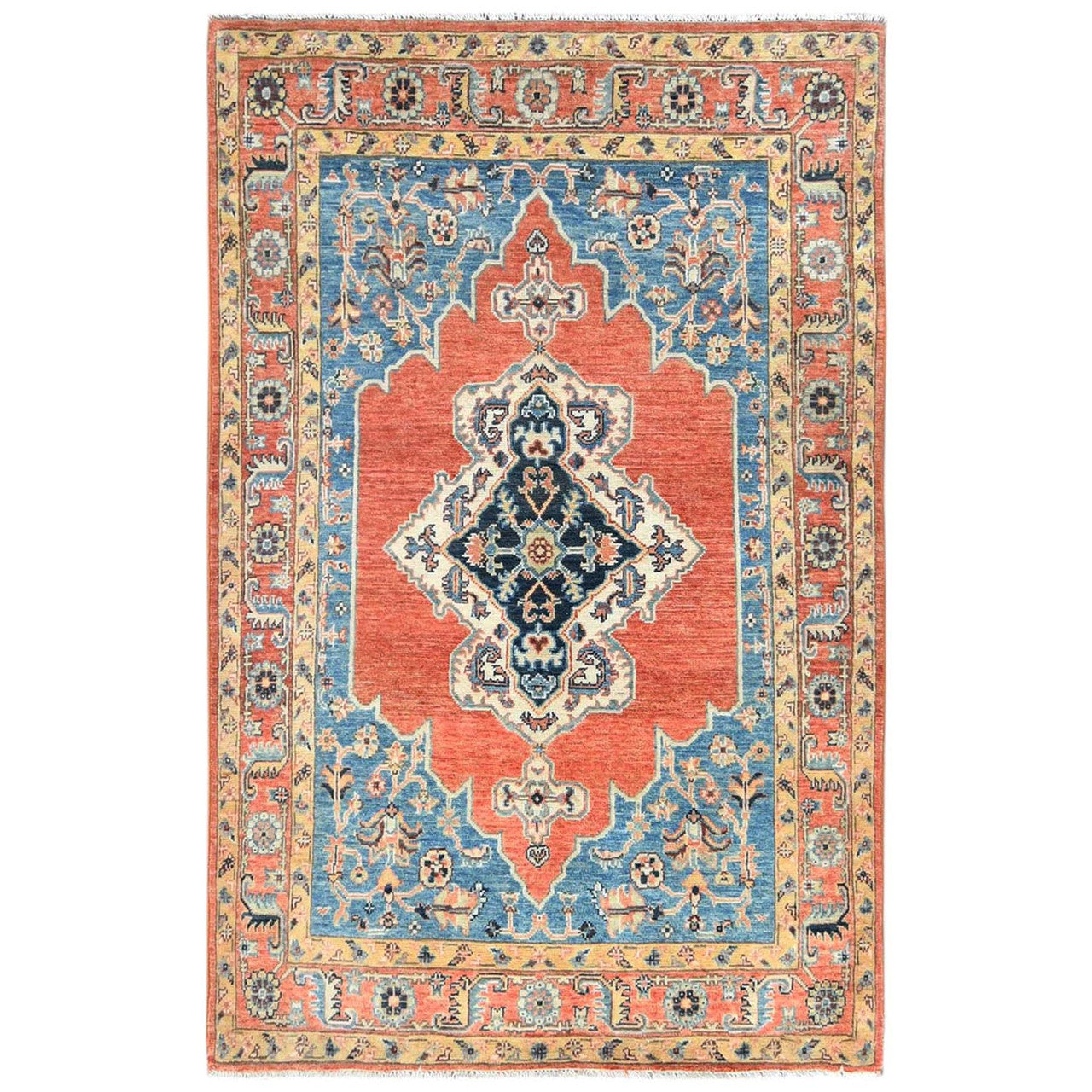 Tribal & Geometric Wool Hand Knotted Rug Orange Orange 3.10X6.2 -O081727