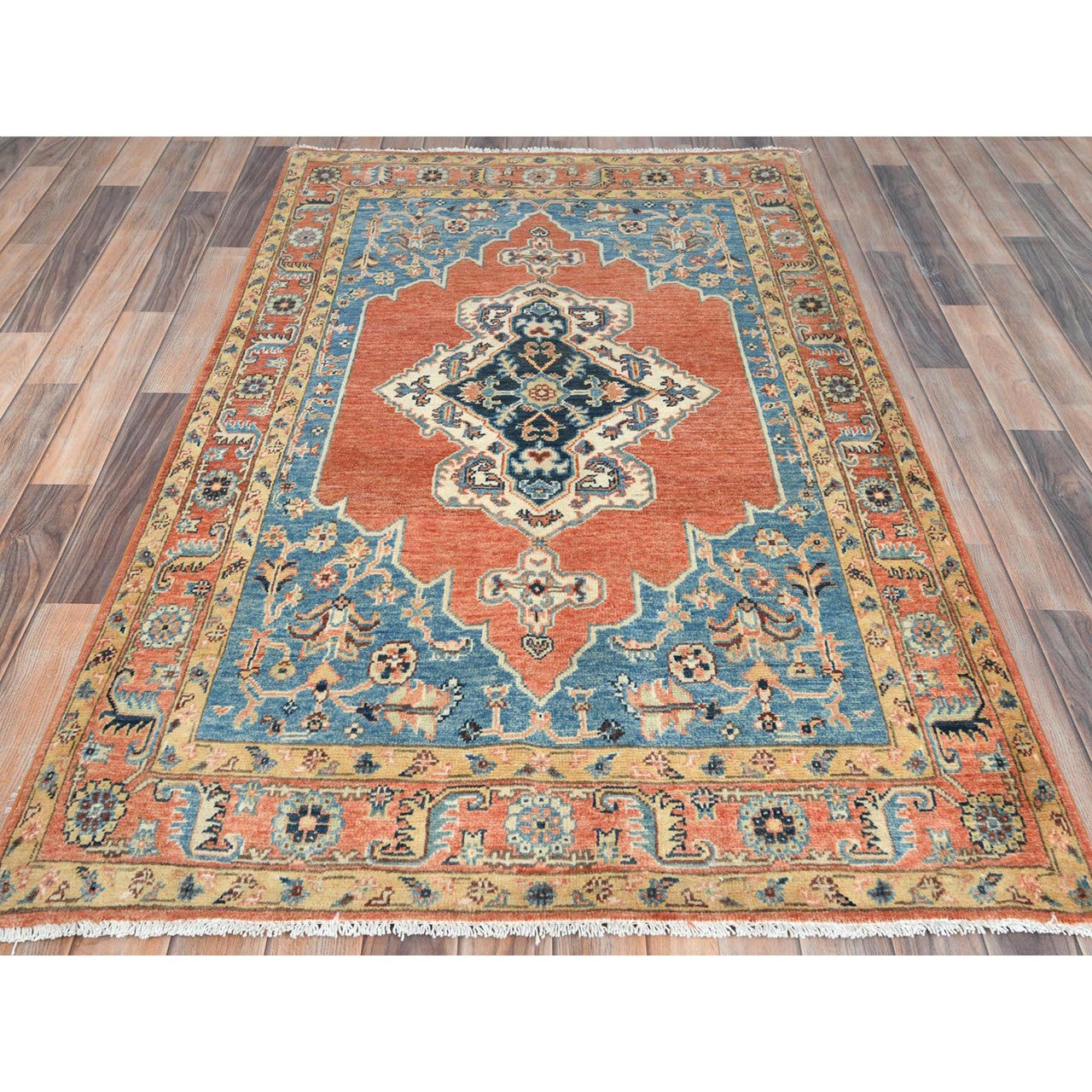 Tribal & Geometric Wool Hand Knotted Rug Orange Orange 3.10X6.2 -O081727