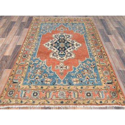 Tribal & Geometric Wool Hand Knotted Rug Orange Orange 3.10X6.2 -O081727