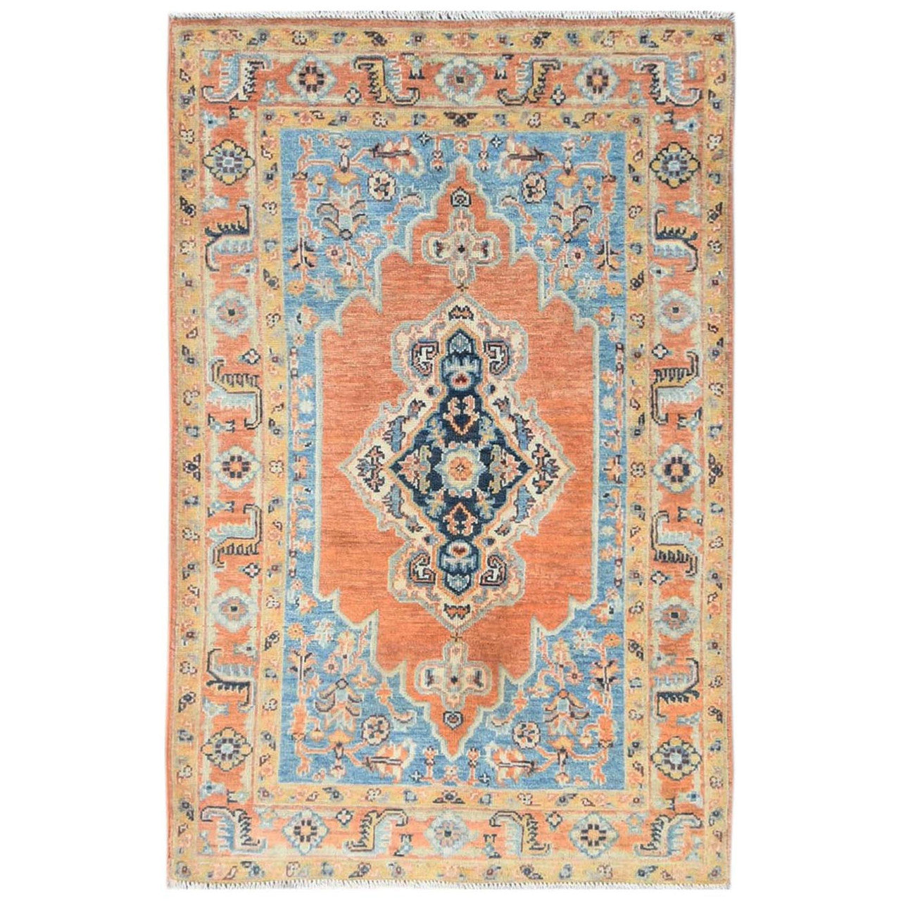 Tribal & Geometric Wool Hand Knotted Rug Orange Orange 3.0X4.10 -O081728
