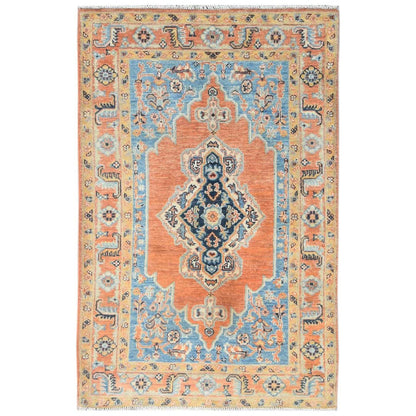 Tribal & Geometric Wool Hand Knotted Rug Orange Orange 3.0X4.10 -O081728