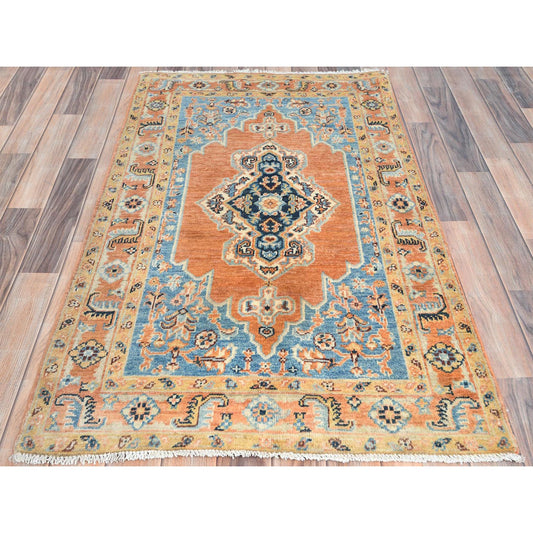 Tribal & Geometric Wool Hand Knotted Rug Orange Orange 3.0X4.10 -O081728