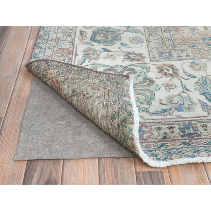 Overdyed & Vintage Worn Wool Hand Knotted Rug Red Ivory 11.1X14.7 -O081742