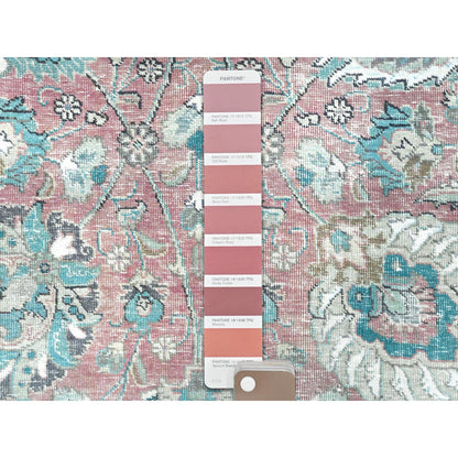 Overdyed & Vintage Worn Wool Hand Knotted Rug Red 11.1x14.7 -O081742