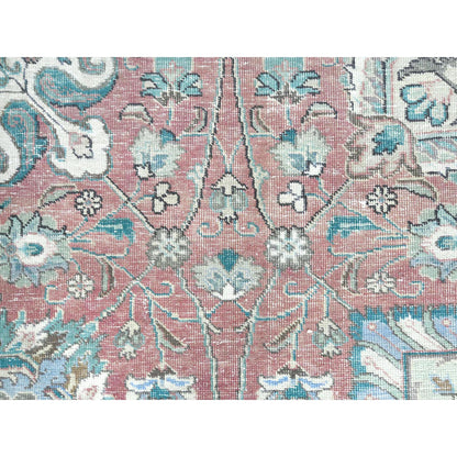 Overdyed & Vintage Worn Wool Hand Knotted Rug Red 11.1x14.7 -O081742