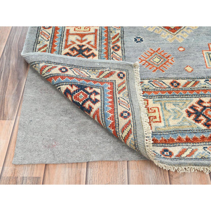 Tribal & Geometric Wool Hand Knotted Rug Grey Ivory 6.2X8.9 -O081755