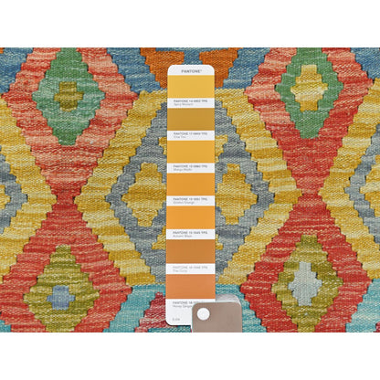Flat Weave Wool Hand Woven Rug Multicolored Ivory 10.0X16.0 -O081782