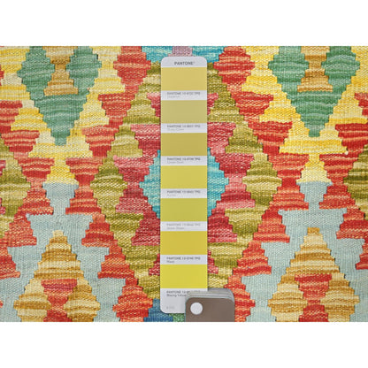Flat Weave Wool Hand Woven Rug Multicolored Ivory 10.3X16.1 -O081784