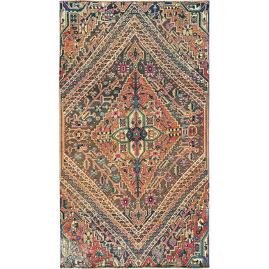 Overdyed & Vintage Wool Hand Knotted Rug Red 4.3x7.6 -O0817