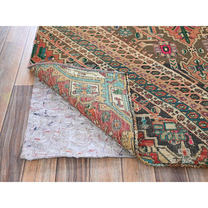 Overdyed & Vintage Wool Hand Knotted Rug Red 4.3x7.6 -O0817