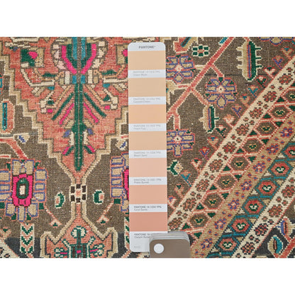 Overdyed & Vintage Wool Hand Knotted Rug Red 4.3x7.6 -O0817