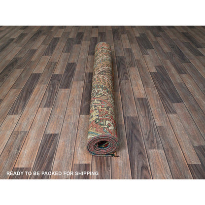 Overdyed & Vintage Wool Hand Knotted Rug Red 4.3x7.6 -O0817