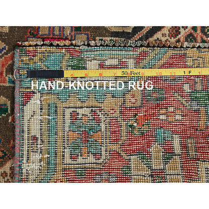 Overdyed & Vintage Wool Hand Knotted Rug Red 4.3x7.6 -O0817