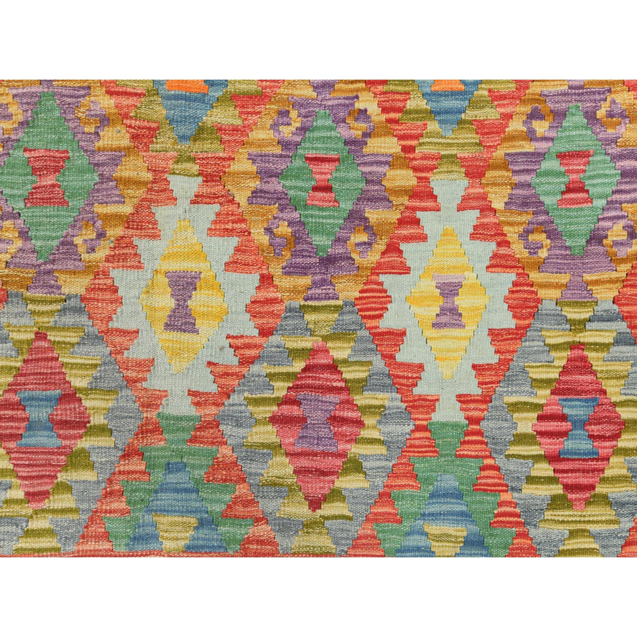 Ivory 10'4" x 16'1" Flat Weave Multicolored Hand woven Wool Rug -O081800
