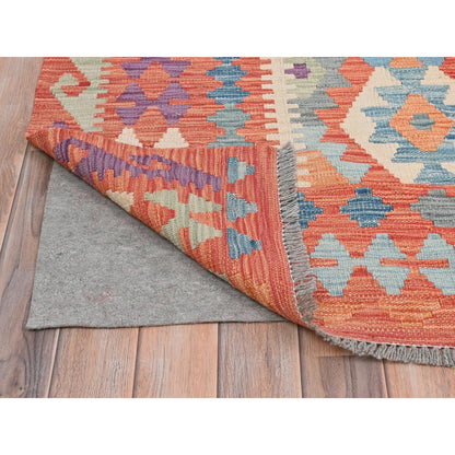 Flat Weave Wool Hand Woven Rug Multicolored Red 10.1X15.10 -O081805
