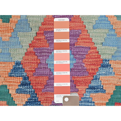 Flat Weave Wool Hand Woven Rug Multicolored Red 10.1X15.10 -O081805