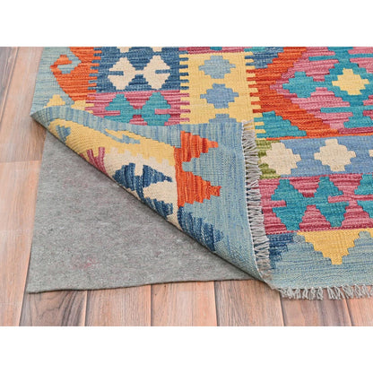 Flat Weave Wool Hand Woven Rug Multicolored Orange 10.0X16.0 -O081817