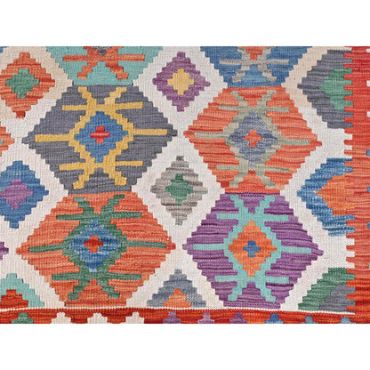 Flat Weave Wool Hand Woven Rug Multicolored Orange 10.0X16.5 -O081821