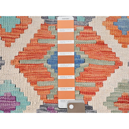 Flat Weave Wool Hand Woven Rug Multicolored Orange 10.0X16.5 -O081821