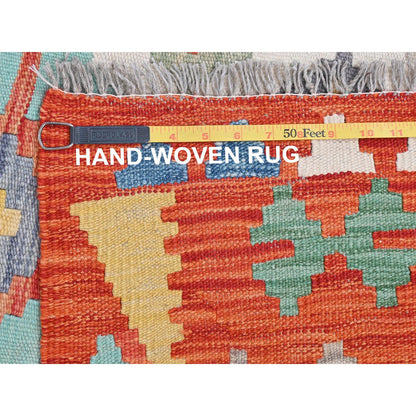 Flat Weave Wool Hand Woven Rug Multicolored Orange 10.0X16.5 -O081821
