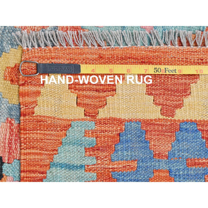 Flat Weave Wool Hand Woven Rug Multicolored Orange 9.10X16.1 -O081823