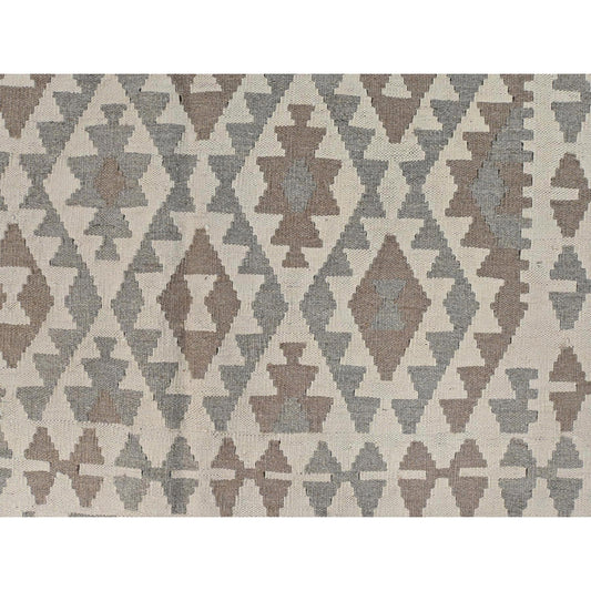 Flat Weave Wool Hand Woven Rug Ivory Ivory 4.9X6.5 -O081828