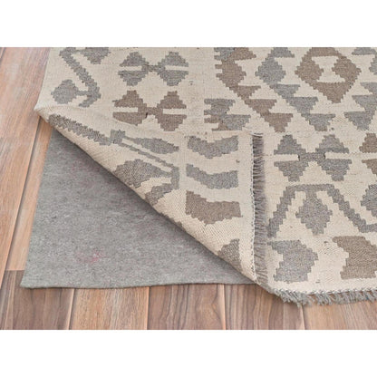 Flat Weave Wool Hand Woven Rug Ivory Ivory 4.9X6.5 -O081828