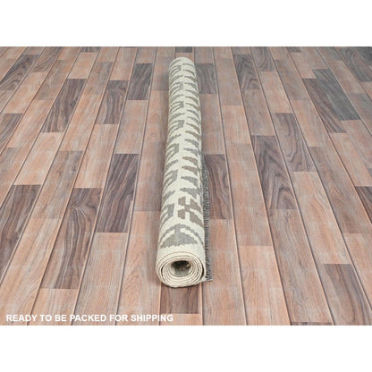 Flat Weave Wool Hand Woven Rug Ivory Ivory 4.9X6.5 -O081828