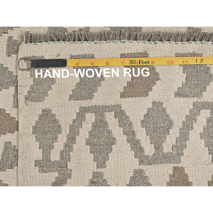 Flat Weave Wool Hand Woven Rug Ivory Ivory 4.9X6.5 -O081828