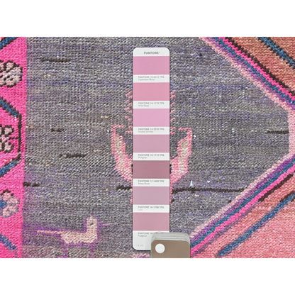 Overdyed & Vintage Wool Hand Knotted Rug Brown Brown 3.7X10.1 -O081847