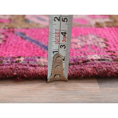 Overdyed & Vintage Wool Hand Knotted Rug Brown Brown 3.7X10.1 -O081847