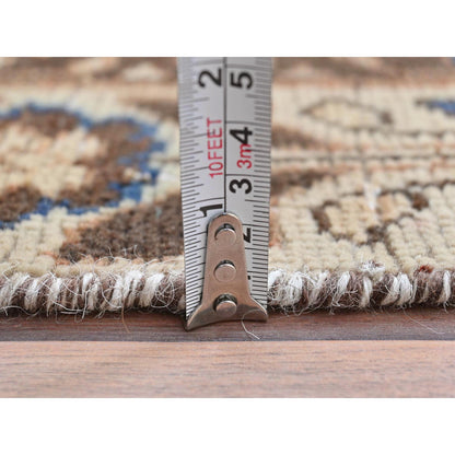 Overdyed & Vintage Wool Hand Knotted Rug Brown Ivory 3.4X10.0 -O081851