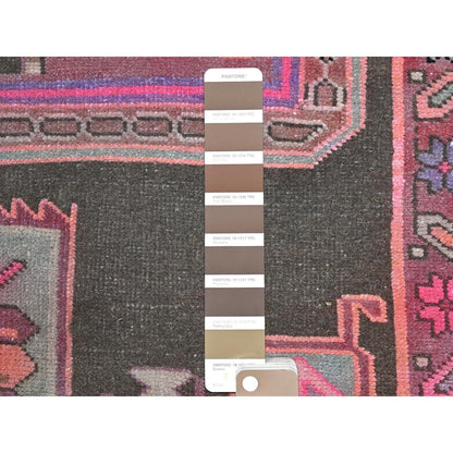 Overdyed & Vintage Wool Hand Knotted Rug Brown Pink 4.3X11.5 -O081862