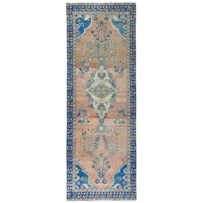 Vintage Wool Hand Knotted Rug Rust/Orange 3.8X11.0  -O081864