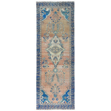 Vintage Wool Hand Knotted Rug Rust/Orange 3.8X11.0  -O081864
