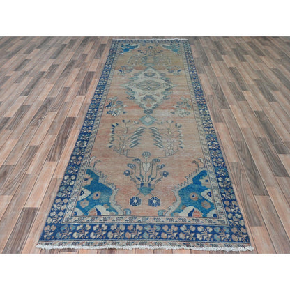 Vintage Wool Hand Knotted Rug Rust/Orange 3.8X11.0  -O081864