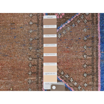 Overdyed & Vintage Wool Hand Knotted Rug Brown Brown 3.9X13.0 -O081870