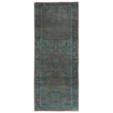 Overdyed & Vintage Wool Hand Knotted Rug Brown Chocolate Brown 3.8X9.3 -O081872
