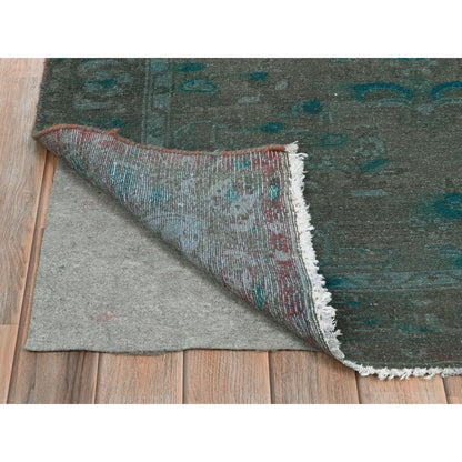 Overdyed & Vintage Wool Hand Knotted Rug Brown Chocolate Brown 3.8X9.3 -O081872