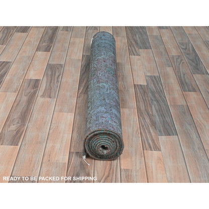 Overdyed & Vintage Wool Hand Knotted Rug Brown Chocolate Brown 3.8X9.3 -O081872