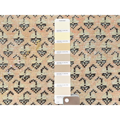 Overdyed & Vintage Wool Hand Knotted Rug Brown Ivory 3.5X10.0 -O081880