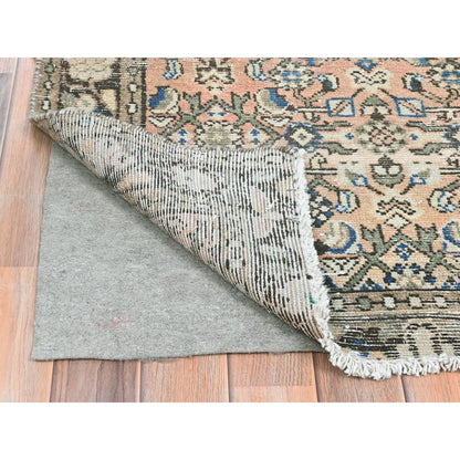 Overdyed & Vintage Wool Hand Knotted Rug Beige Chocolate Brown 3.5X9.2 -O081883