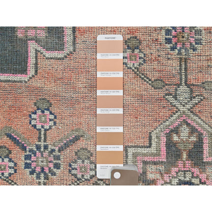 Overdyed & Vintage Wool Hand Knotted Rug Orange Ivory 3.10X7.8 -O081891