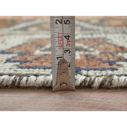 Overdyed & Vintage Wool Hand Knotted Rug Orange Ivory 3.10X7.8 -O081891