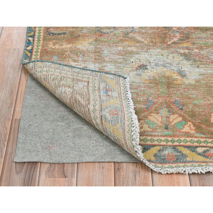 Overdyed & Vintage Wool Hand Knotted Rug Brown Ivory 3.0X10.1 -O081896