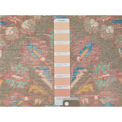 Overdyed & Vintage Wool Hand Knotted Rug Brown Ivory 3.0X10.1 -O081896