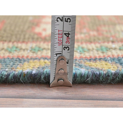 Overdyed & Vintage Wool Hand Knotted Rug Brown Ivory 3.0X10.1 -O081896