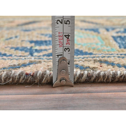 Overdyed & Vintage Wool Hand Knotted Rug Brown Navy Blue 3.3X9.9 -O081897